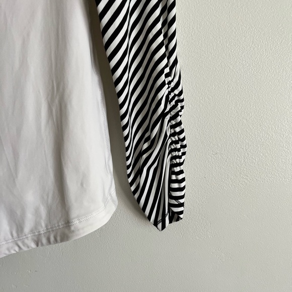 CALIA by Carrie Underwood Long Ruched Striped Sleeve Swim Top - Picture 7 of 7